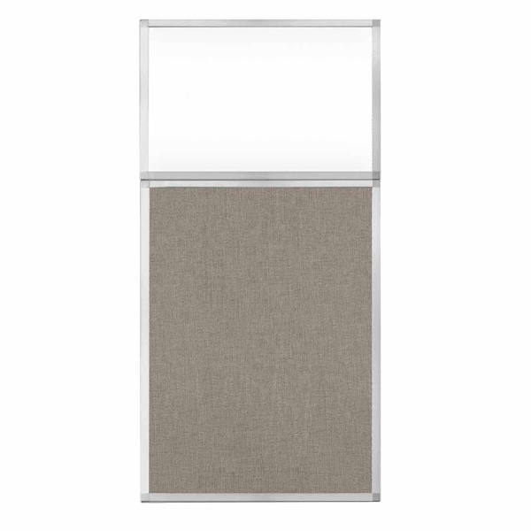 Hush Panel Configurable Cubicle Partition 3' x 6' W/ Window Warm Pebble Fabric Clear Window